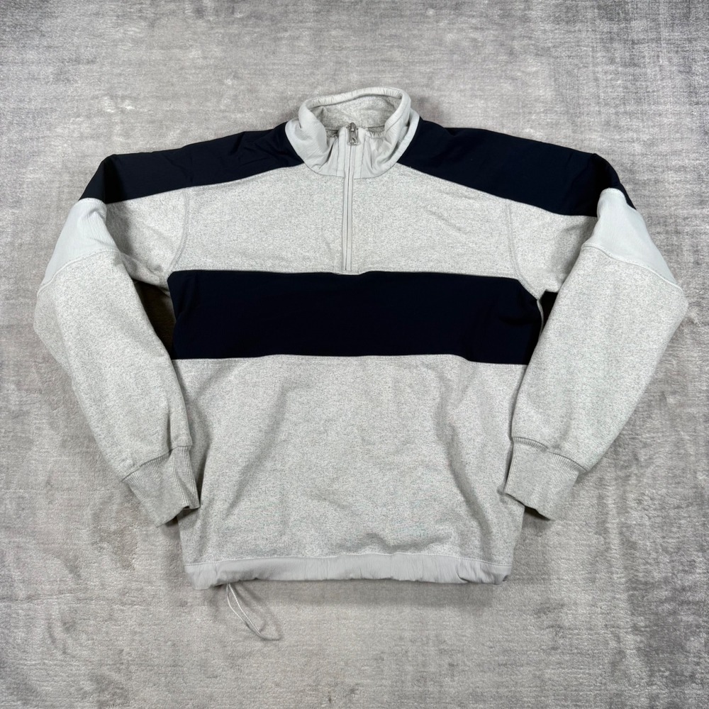Reigning Champ Sweatshirt Mens Small Grey Quarter Zip Colorblock Cinch Stretch